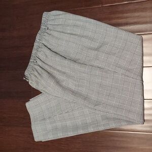 Vintage 90s Alfred Dunner Black White Glen Plaid Elastic Waist Pull On Pant 14